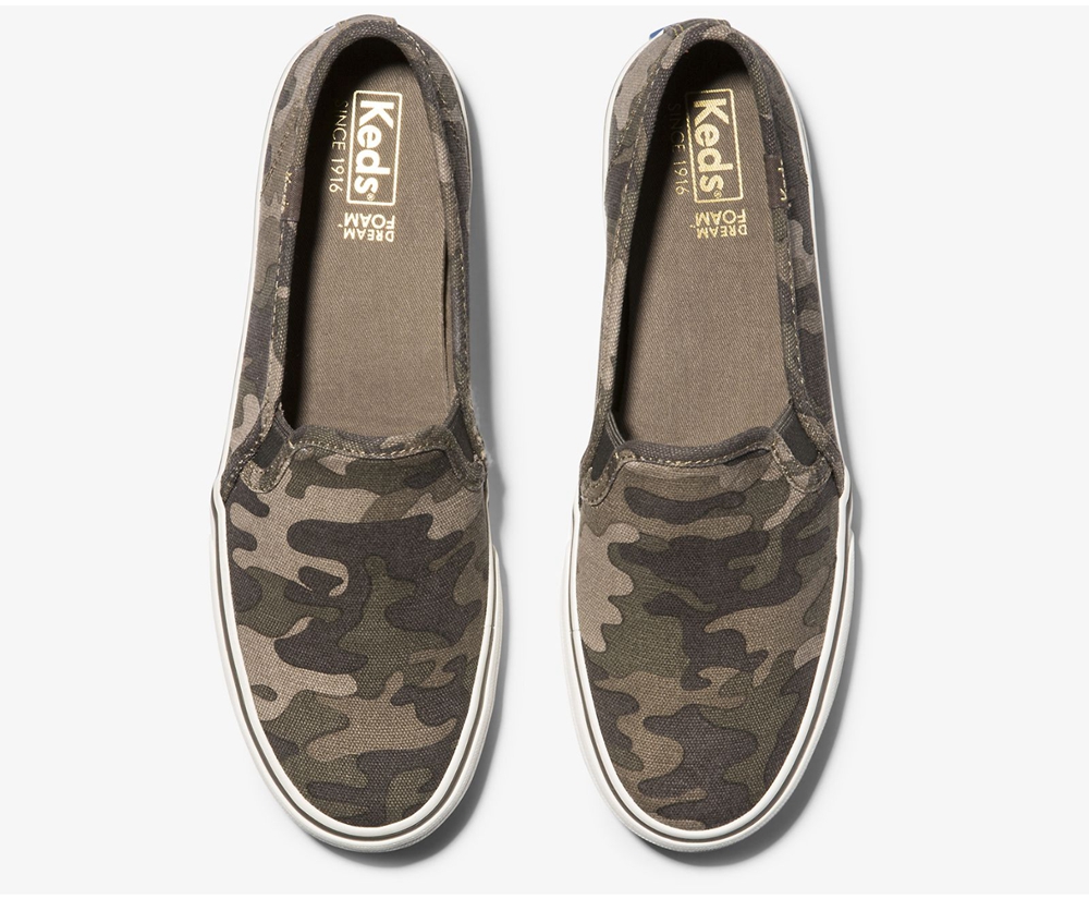 Slip Ons Keds Mujer Verde Oliva - Washable Double Decker Camo - 1953-OIFCV